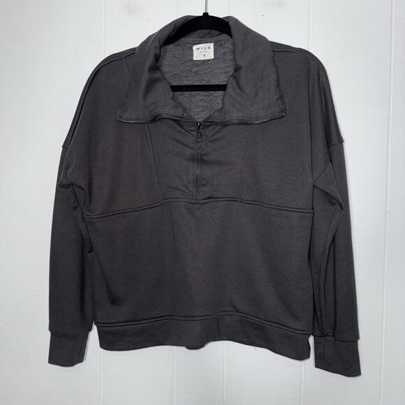 Wilo The Label Women’s Bella Half Zip Pullover Sweater Gray Size Small - Picture 1 of 5